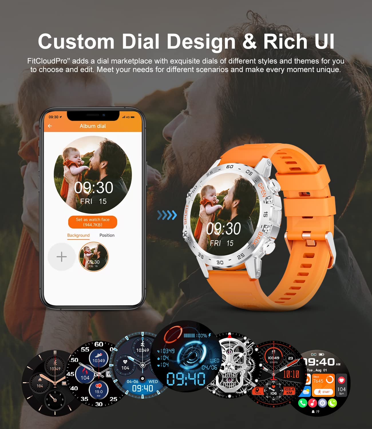Military Smart Watch For Men(Answer/Dial Calls),100 Sports Modes, 5Atm Waterproof,1.39 ' 'Hd Touchscreen Fitness Watch,With Hear
